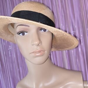 Elegant Tan Sun Hat with Black Band